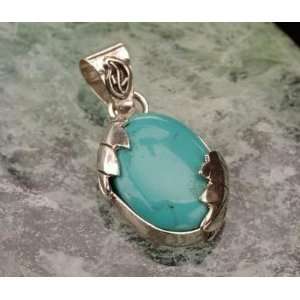  Turquoise Pendant Oval Shape Silver 