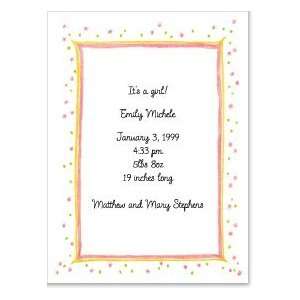  Pink Speckled Border Baby Announcement Baby