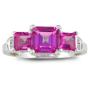 Paris Jewelry 2 1/4 Carat Pink Topaz and Diamond 10K Gold Ring
