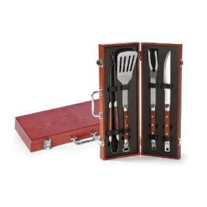  Superior Stainless Steel BBQ Set with Rosewood Finish Case 