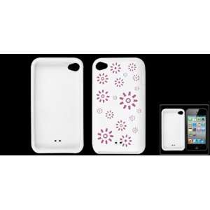  Gino Fuchsia White Floral Silicone Skin Cover for iPod Touch 4G 