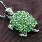   Stone Turtle Tortoise Animal Necklace Chain Pendant Silver Tone