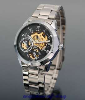   Skeleton Automatic Mechanical Stainless Steel Case Classic Wrist Watch