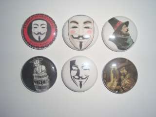  Buttons Pins Badges Mask Occupy Wall Street V For Vendetta  