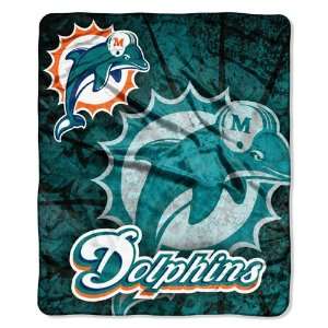 Miami Dolphins NFL Royal Plush Raschel Blanket (Roll Out Series) (50 x 