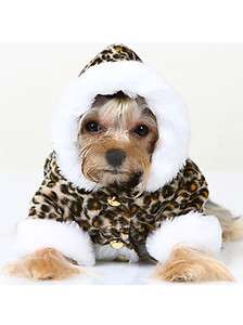 NEW Rich Dog World Leopard White Fur Hoodie Coat CUTE  