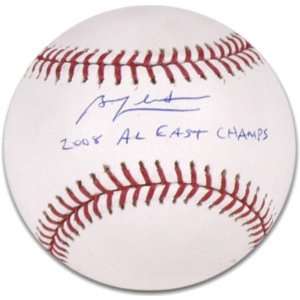  Ben Zobrist Autographed Baseball with 2008 AL East Champs 