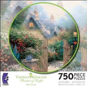  750pc Thomas Kinkade Round Puzzle Hidden Cottage II Toys & Games