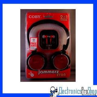 Coby CV 215 Red Combo Deep Bass Headphone Earbud New  