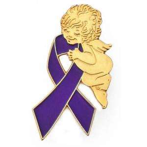 Purple Awareness Ribbon Angel Alzheimers Pin Tac New  