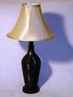   Wicker Style Table Lamp Black Color W White Shade 21 Tall Art Deco