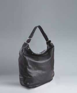 Furla black leather Frieze snap trim large shoulder bag