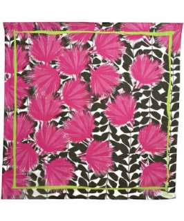 Diane Von Furstenberg fuchsia leaf print crinkled silk voile scarf 