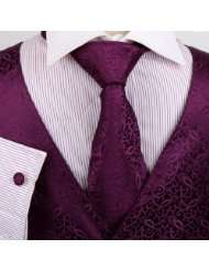 Mens Dress Vest Purple Paisleys Formal Vest for Wedding Gift Set Match 
