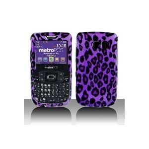 Hard Snap on Shield With PURPLE BLACK LEOPARD Design Faceplate Cover 
