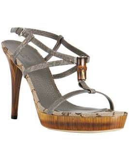 Gucci grey leather Bamboo Icon t strap sandals