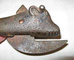 ANTIQUE 100 year old BULL COW Iron BOTTLE CAN OPENER  