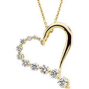   Gold Diamond Heart Journey Pendant with Chain   1.00 Ct. Jewelry