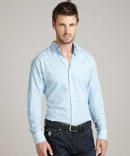 Theory blue and white striped cotton Marco P Dobson point collar 