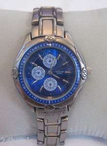 NEW Mens Geneva Chronograph Watch Blue Dial  Titanium  