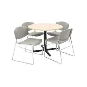 36 Inch Round Table and 4 Zeng Stack Chairs Set   TBR36BESC44  