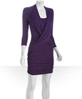 Wyatt blackberry jersey crossover front ruched dress   up to 