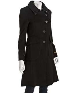 Elie Tahari black wool Maddie asymmetrical front coat   up 