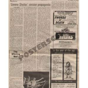 Rolling Stones Gimme Shelter 1971 Newspaper Review 