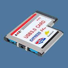 Flush Fitting 54mm ExpressCard to 2 Port USB 3.0 Adapter Card  