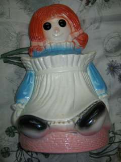 Raggedy Ann Chalkware or Pottery Bank 12H Vintage  