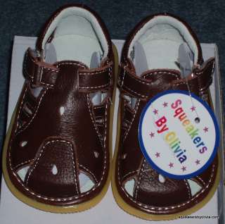   Genuine Leather Squeaky Sandals Shoe Baby Toddler Boy Size 3 4 5 6 7 8