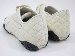 PUMA White Quilted Leather Velcro Sneakers Shoes Sz 5.5  