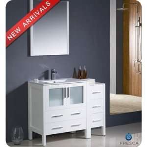 Fresca Torino 42 Inch White Modern Bathroom Vanity with Side Cabinet 
