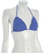 style #314713901 laguna blue polka dot Rio ruffle halter bikini top