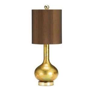  Table lamp gold green copper finish silk shade dark