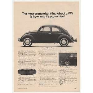  1966 VW Volkswagen Beetle Bug How Long Economical Print Ad 