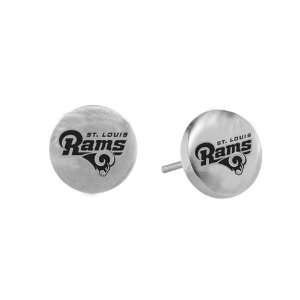  Team Titanium St. Louis Rams Steel Button Logo Earrings 