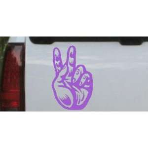 8in X 5.4in Purple    Peace Hand Sign Car Window Wall Laptop Decal 
