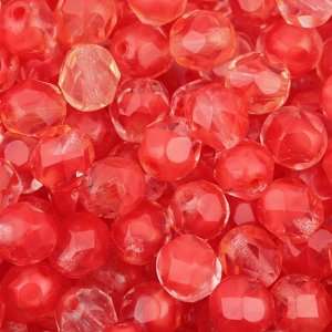  Fire Polished Czech Glass Beads 6mm CRYSTAL RED (50)