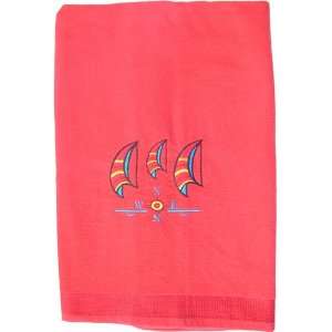   Red Embroidered 100% Cotton Beach Towel 30 x 60 Inch
