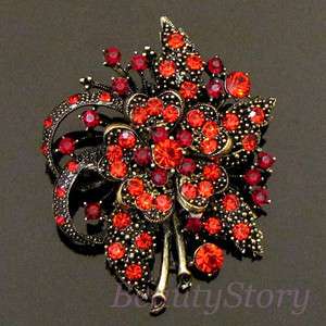 ADDL Item  antiqued rhinestone crystal flower brooch pin 