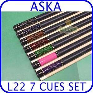   Billiard Pool Cue Sticks Set Aska L22 7 Pool Cues