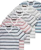 NEW Perry Ellis T Shirt, Big and Tall Slub Stripe V Neck