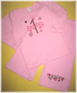 Personalized 1st Birthday Dots Girls Shirt Pants OUTFIT  
