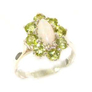 Luxury Ladies Solid British Sterling Silver Natural Opal & Peridot 