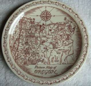Vernon Kilns state collector plate~Oregon The Beaver State Map Plate 