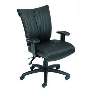  Boss Black Leather Plus Mid Back Executive Chair with Seat 