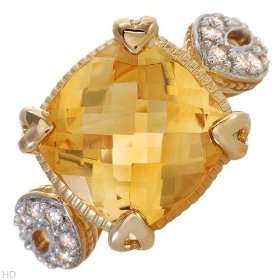 Ring With 6.93Ctw Precious Stones   Genuine Clean Diamonds And Citrine 
