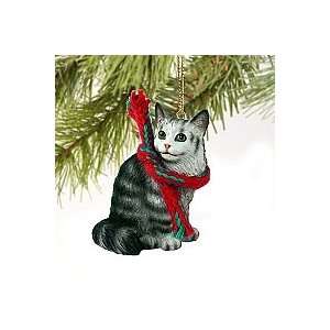  Maine Coon Silver Tabby Cat Miniature Ornament