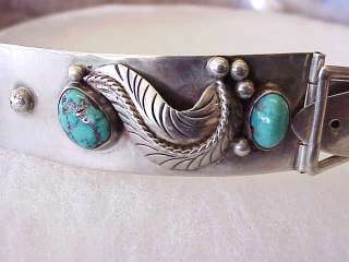   Vintage Navajo Morenci Turquoise Sterling Silver Hat Band Belt Style